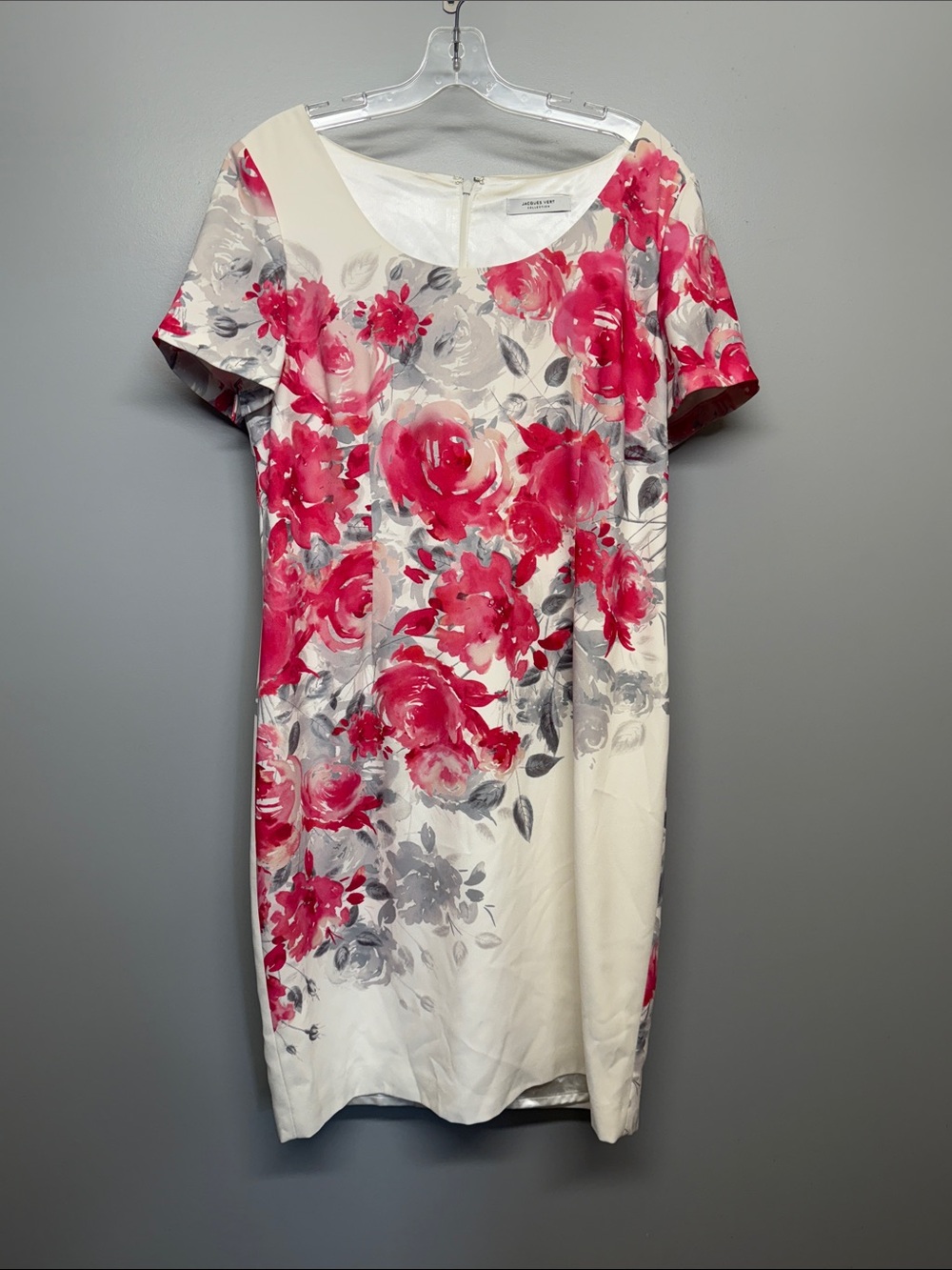 Jacques Vert Floral Scoop Neck Midi Dress - Pink & Gray